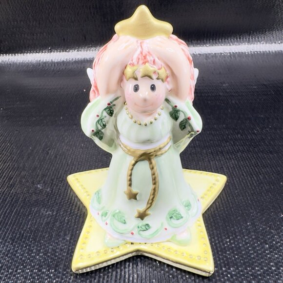 Fitz and Floyd Moonbeams Christmas Angel Taper Candle Holder Votive Ceramic VTG - Picture 1 of 10